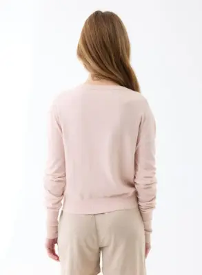 Gilet Poudre Manches Longues Col V en Coton organique / Elasthanne — photo 2