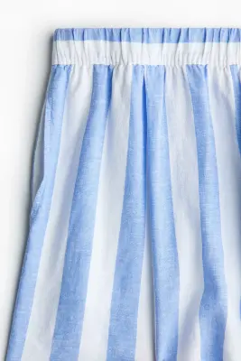 Short en lin mélangé - Bleu clair/rayé — photo 2