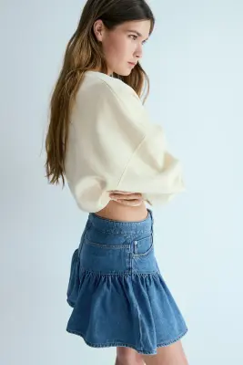 Jupe évasée en denim - Bleu denim — photo 2