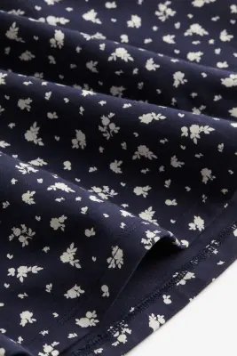 Robe à mancherons en jersey - Bleu marine/fleuri — photo 2