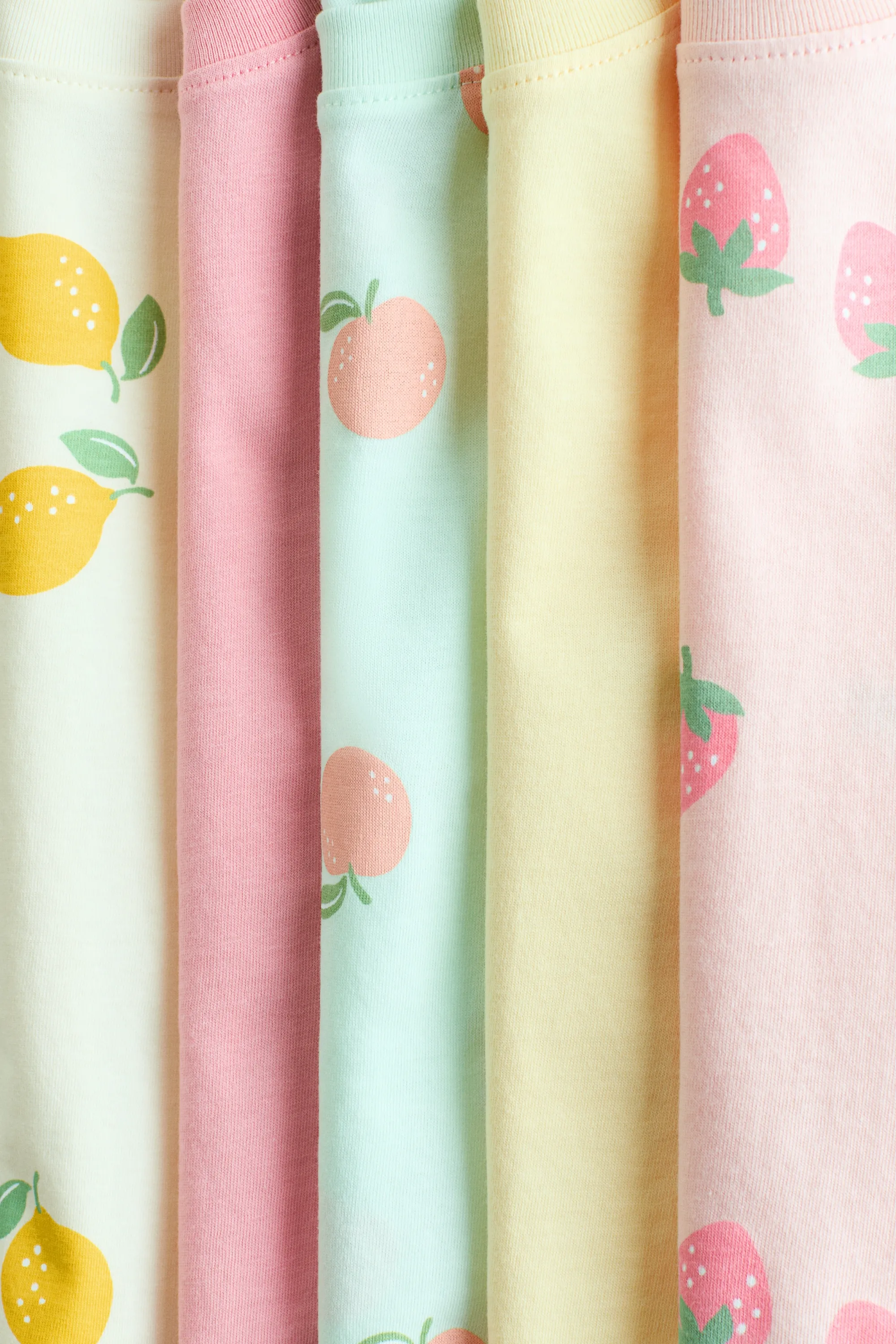 Lot de 5 T-shirts en coton - Rose clair/fraises