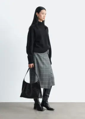 Pull à col montant en laine et coton - Noir — photo 5