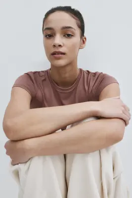 T-shirt ajusté en microfibre - Rose ancien — photo 1