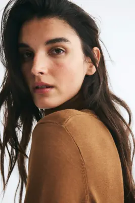 Pull col roulé - Beige foncé — photo 2