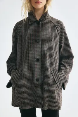 Manteau 3/4 - Gris foncé/carreaux — photo 2
