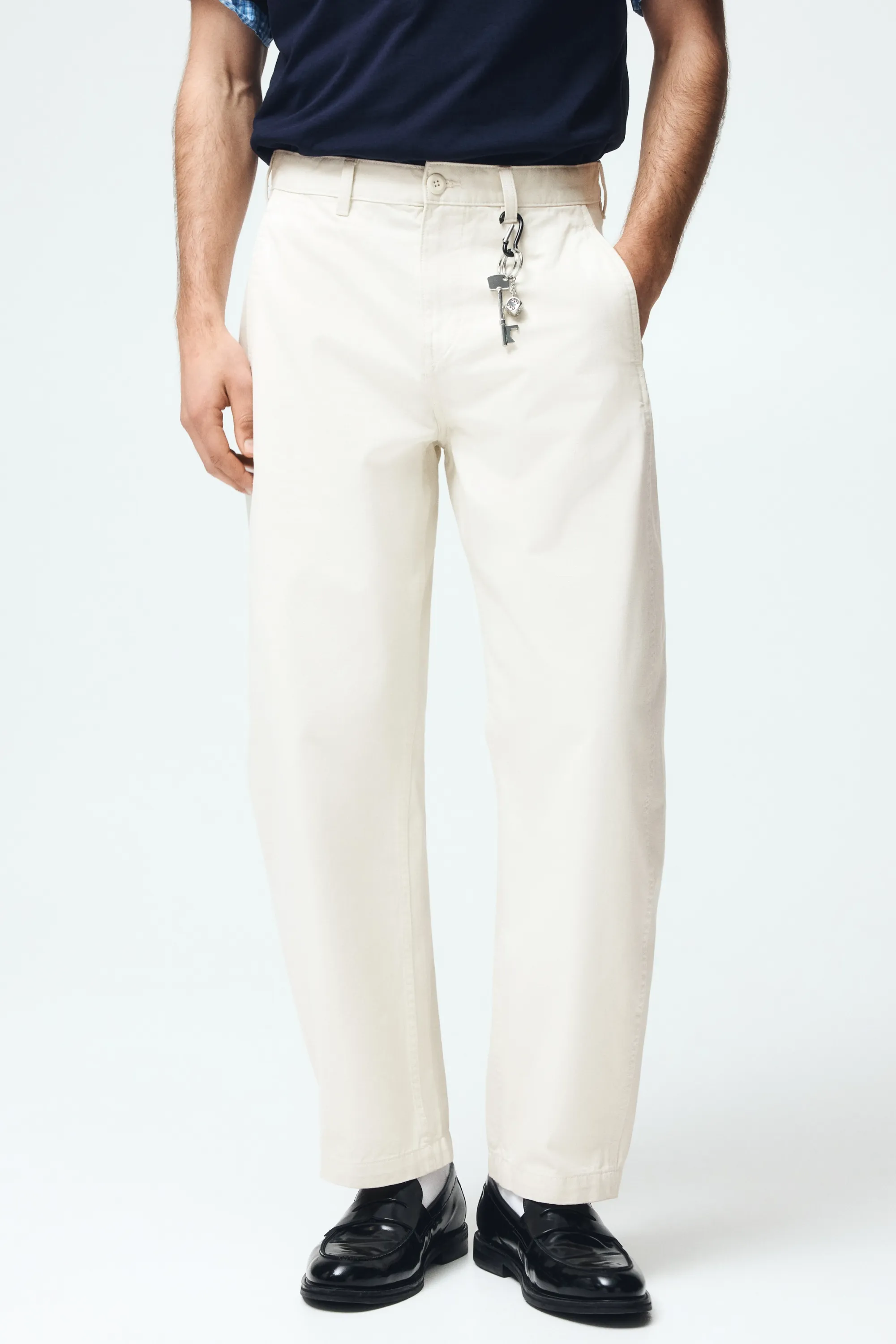 Chino Relaxed Fit à jambes barrel - Crème