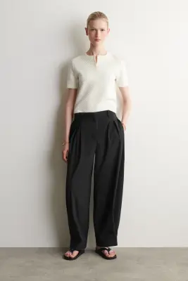 T-SHIRT HENLEY EN MAILLE JACQUARD - CRÈME — photo 1