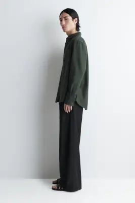 CHEMISE DÉCONTRACTÉE EN SERGÉ - VERT FONCÉ — photo 3