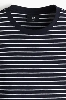 T-shirt Slim Fit - Bleu marine/rayé — photo 4
