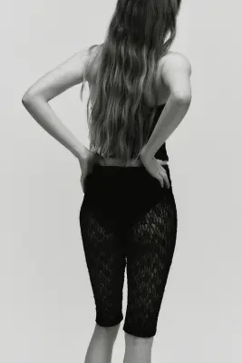 Pantalon Capri avec dentelle - Noir — photo 3