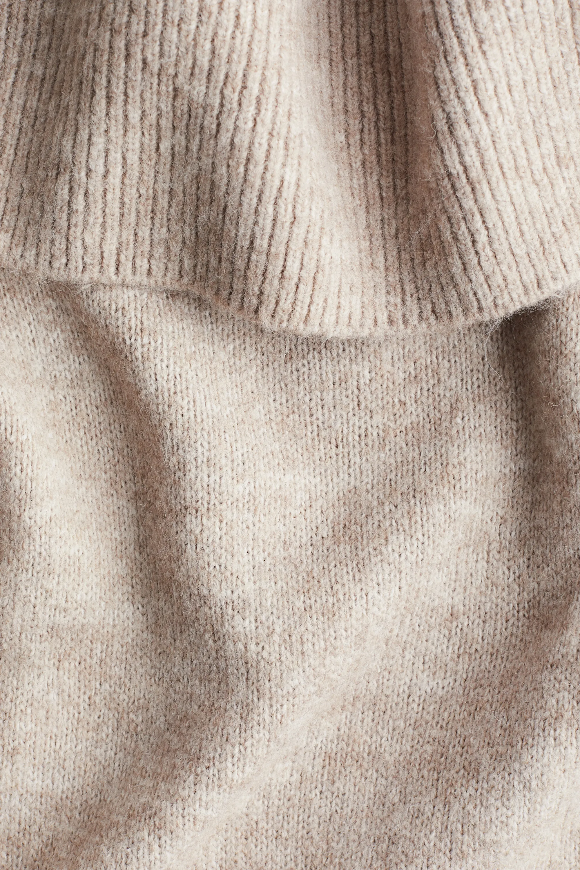 Robe épaules nues en maille fine - Beige clair chiné