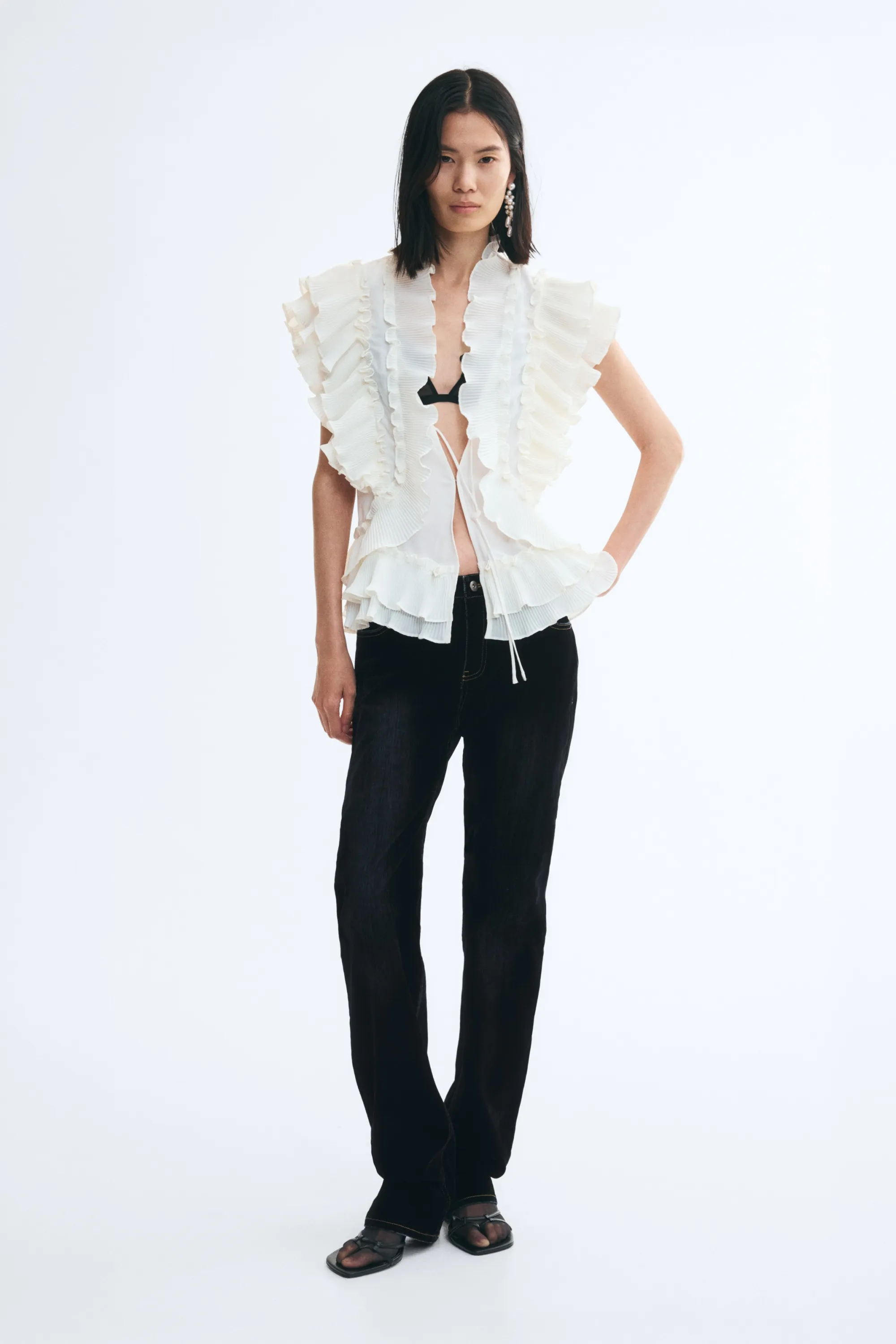 Jean en denim floqué - Noir denim