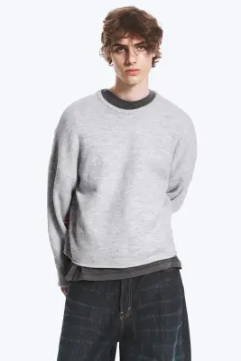 Pull carré en maille - Mélange gris clair — photo 2