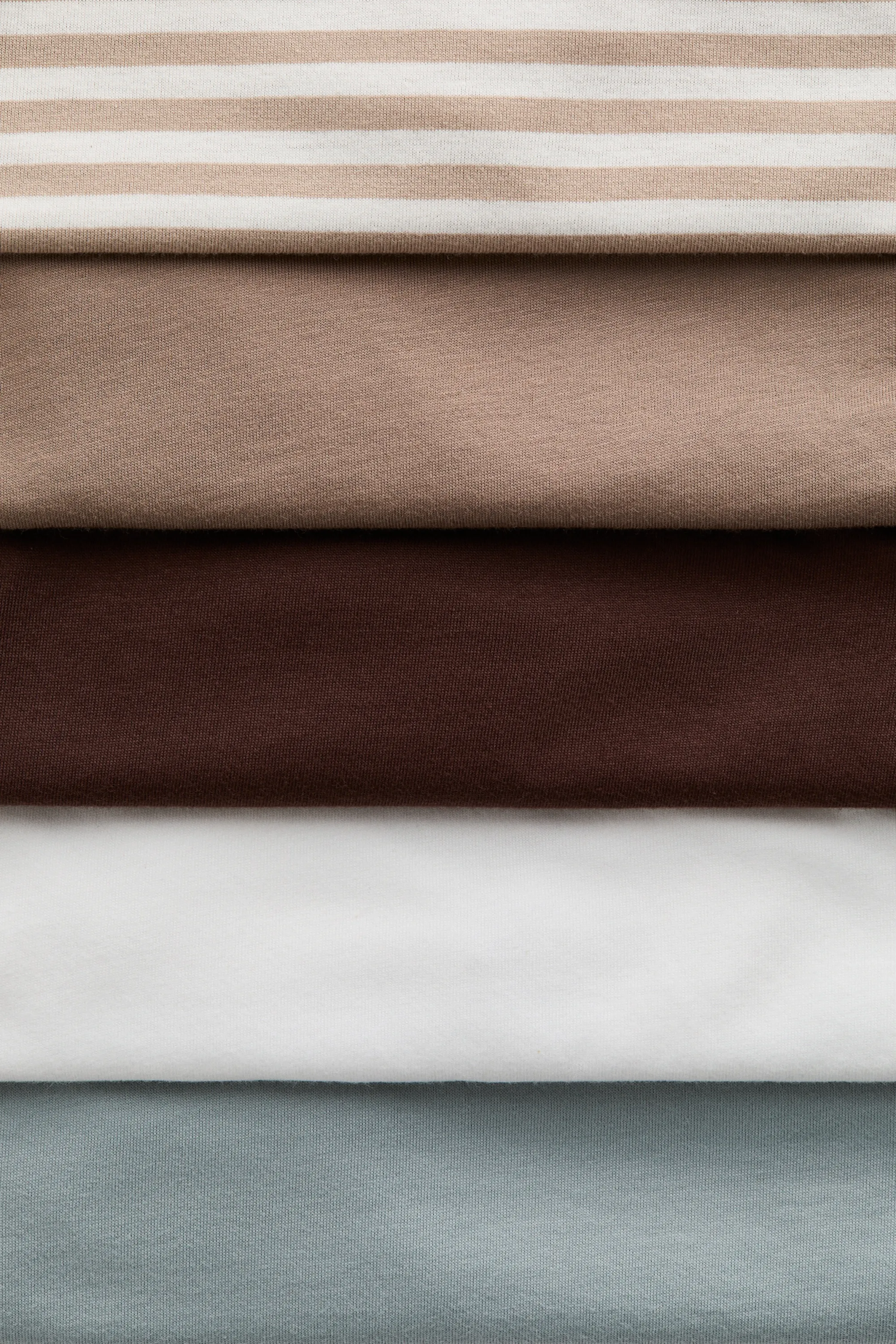Lot de 5 T-shirts en coton - Beige/rayé
