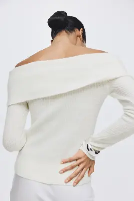 Pull épaules nues - Blanc — photo 3