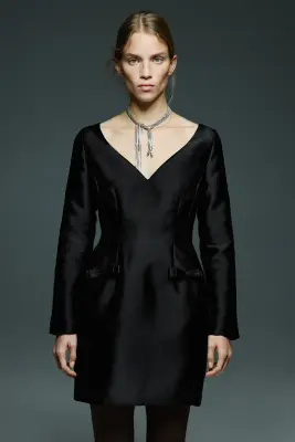 Robe sablier en twill - Noir — photo 2