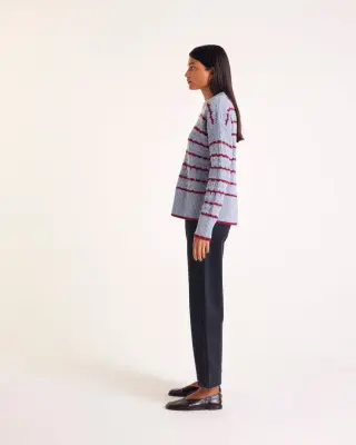 Pull Madeleine rayures bleu et bordeaux — photo 5