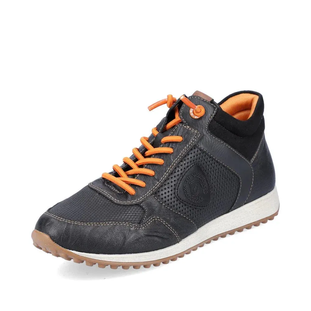 Baskets Remonte D3170-01 Noir Orange - Lacets Élastiques Grande Pointure Femme