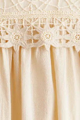 Robe à bretelles fines en coton - Beige clair — photo 4