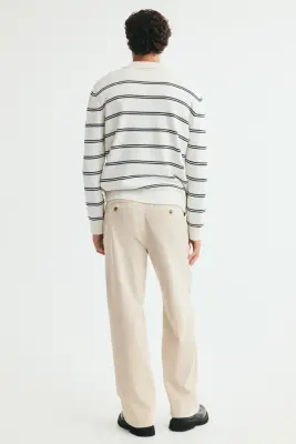 Pantalon Relaxed Fit en velours côtelé - Beige clair — photo 2