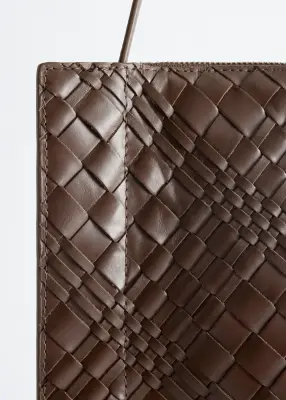 Sac à bandoulière en cuir tressé - Marron Clair — photo 3