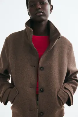 Veste courte avec col entonnoir - Taupe foncé — photo 2