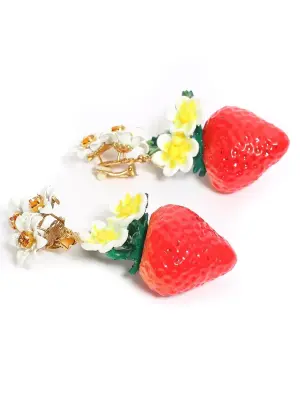 Boucles d'oreille clip fraises et crystal Prix boutique $995 — photo 4