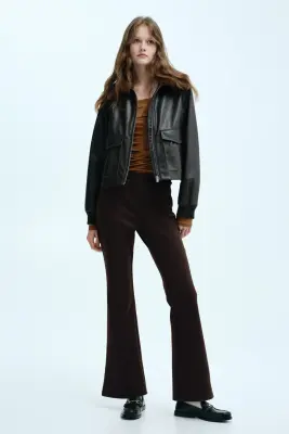 Pantalon évasé - Marron foncé — photo 1