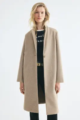 Manteau à fermeture droite - Taupe clair — photo 2