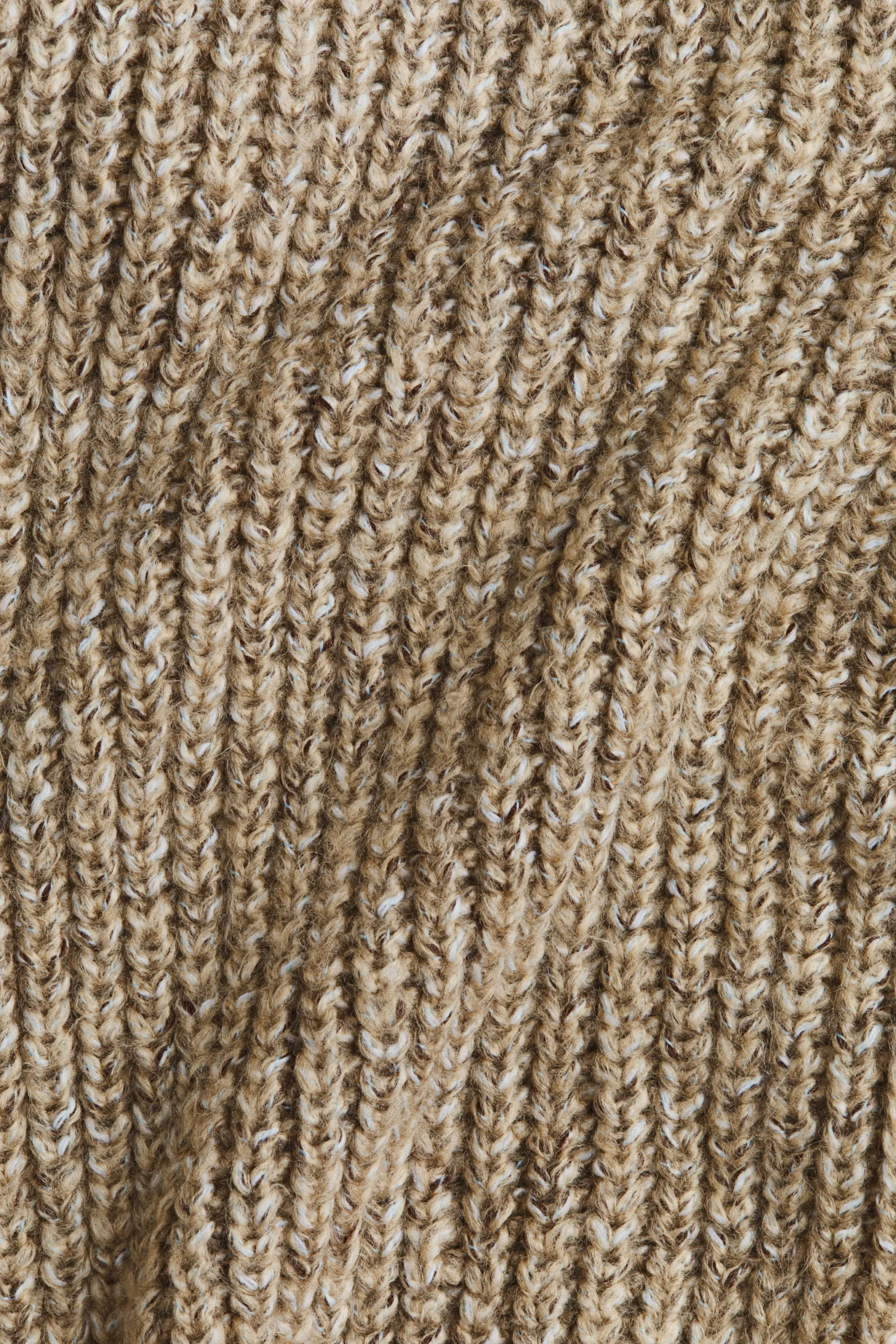 Gilet zippé en maille côtelée - Beige chiné