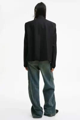 Single-breasted wool-blend blazer - Noir — photo 2
