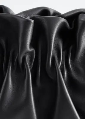Sac porté épaule froncé en cuir - Noir — photo 2