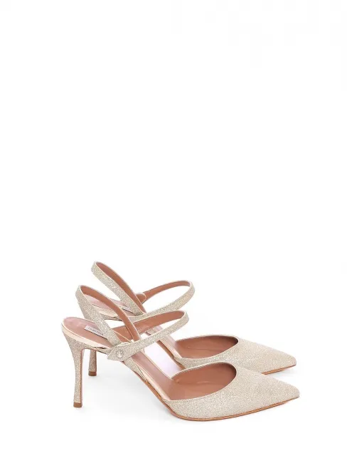 Escarpins slingback à paillettes dorées Prix boutique $695 Taille 40