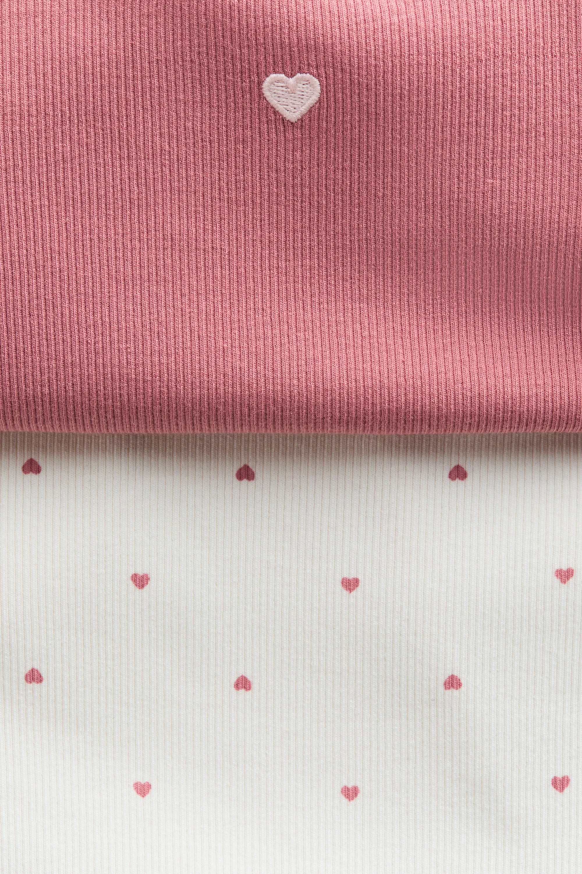 Lot de 2 bodies en coton - Rose ancien/cœurs