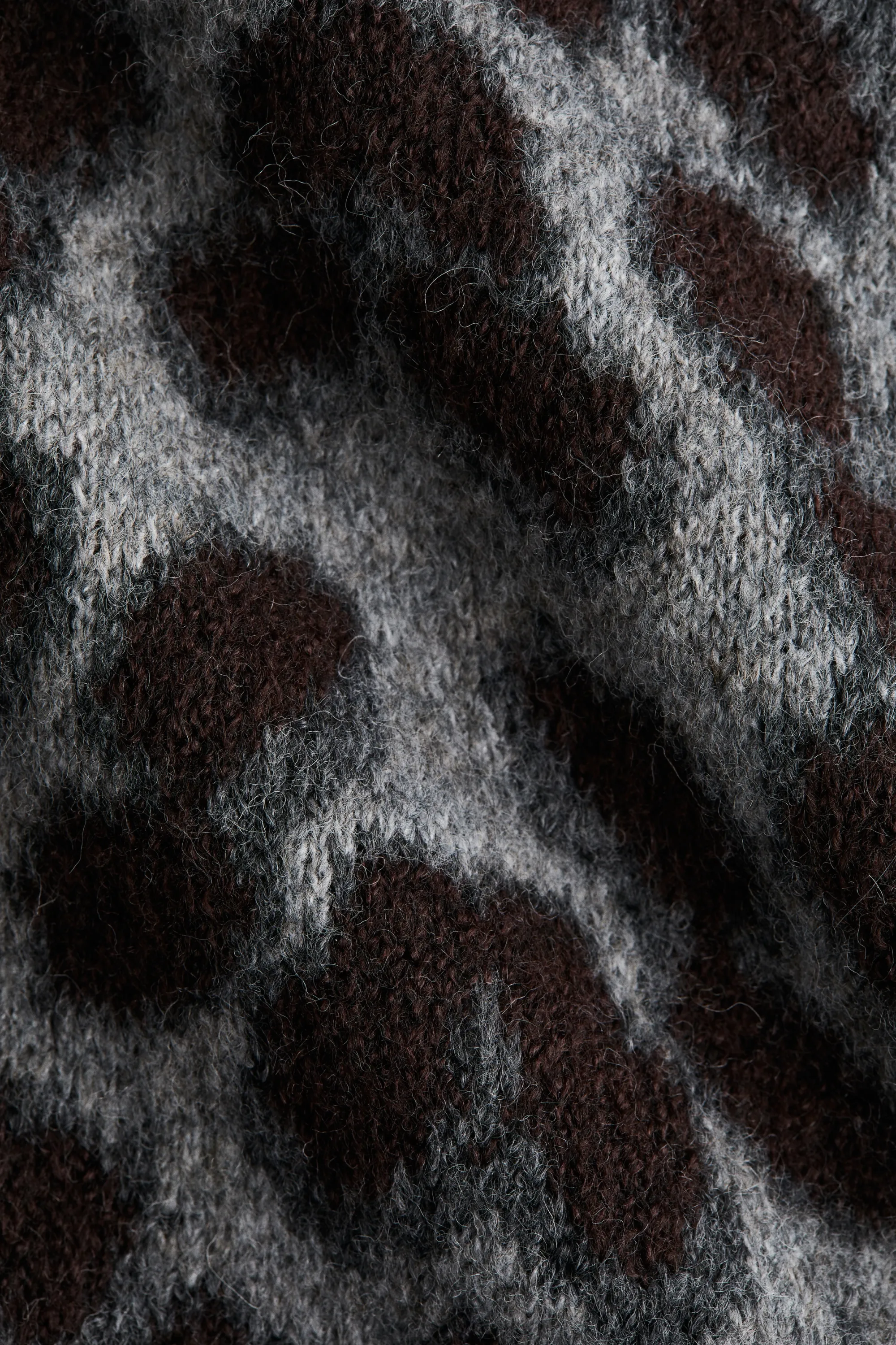 Pull boxy en maille jacquard - Gris/imprimé léopard