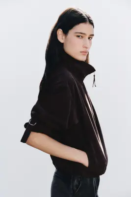 Veste oversize avec base à effet boule - Marron foncé — photo 2