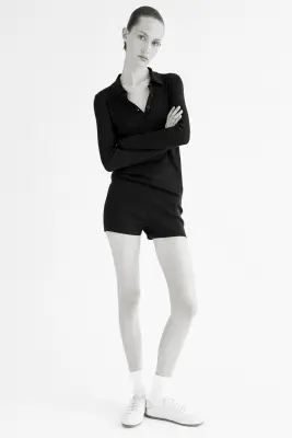 Short en maille côtelée - Noir — photo 1