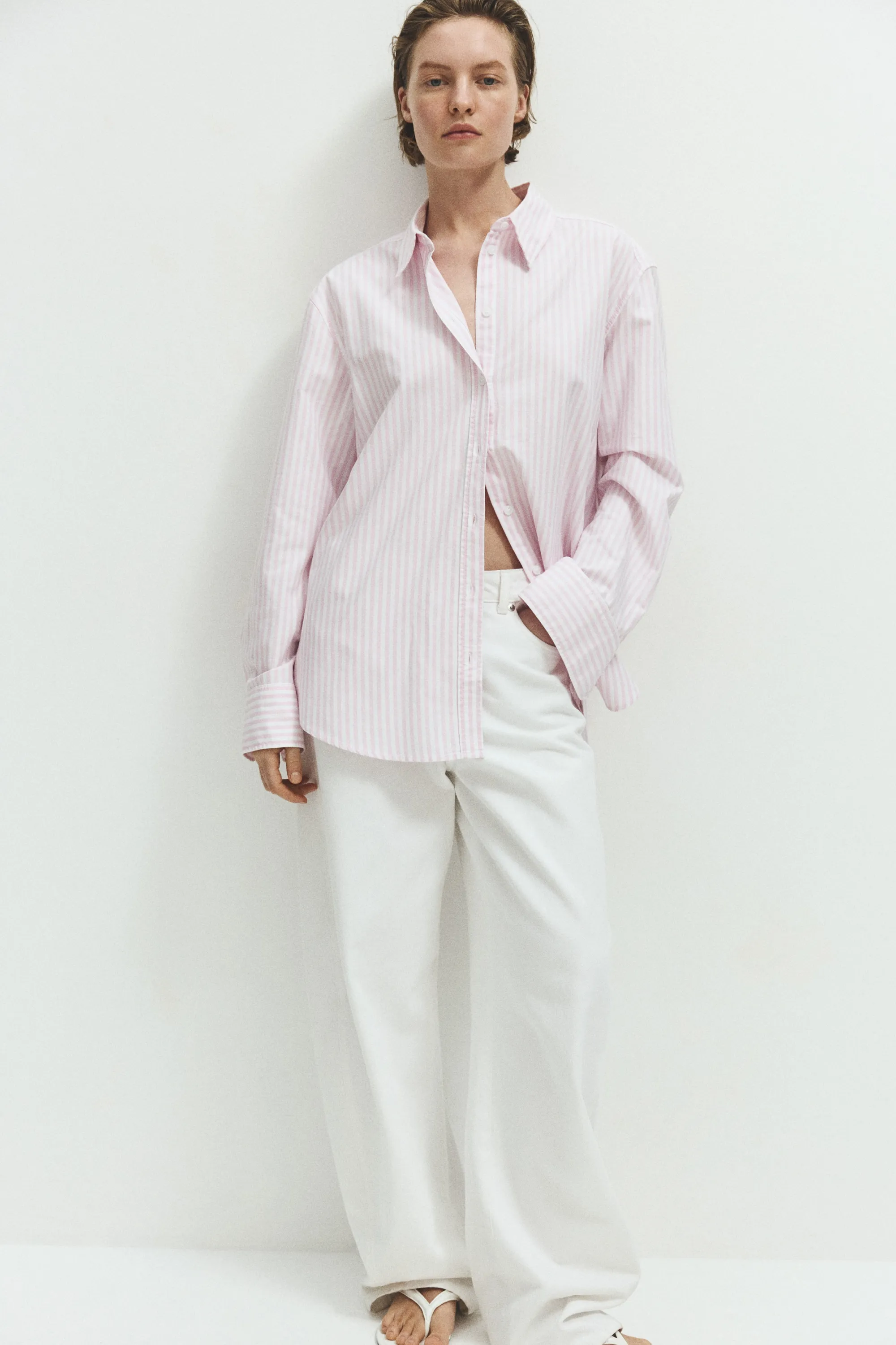 Chemise Oxford - Rose clair/rayé