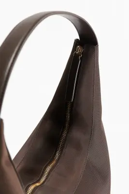 Sac bandoulière en twill - Marron foncé — photo 1