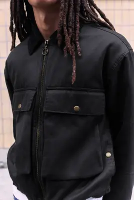 Veste mi-saison à cordon - Noir délavé — photo 2