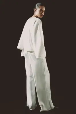 Pantalon large - Blanc — photo 2
