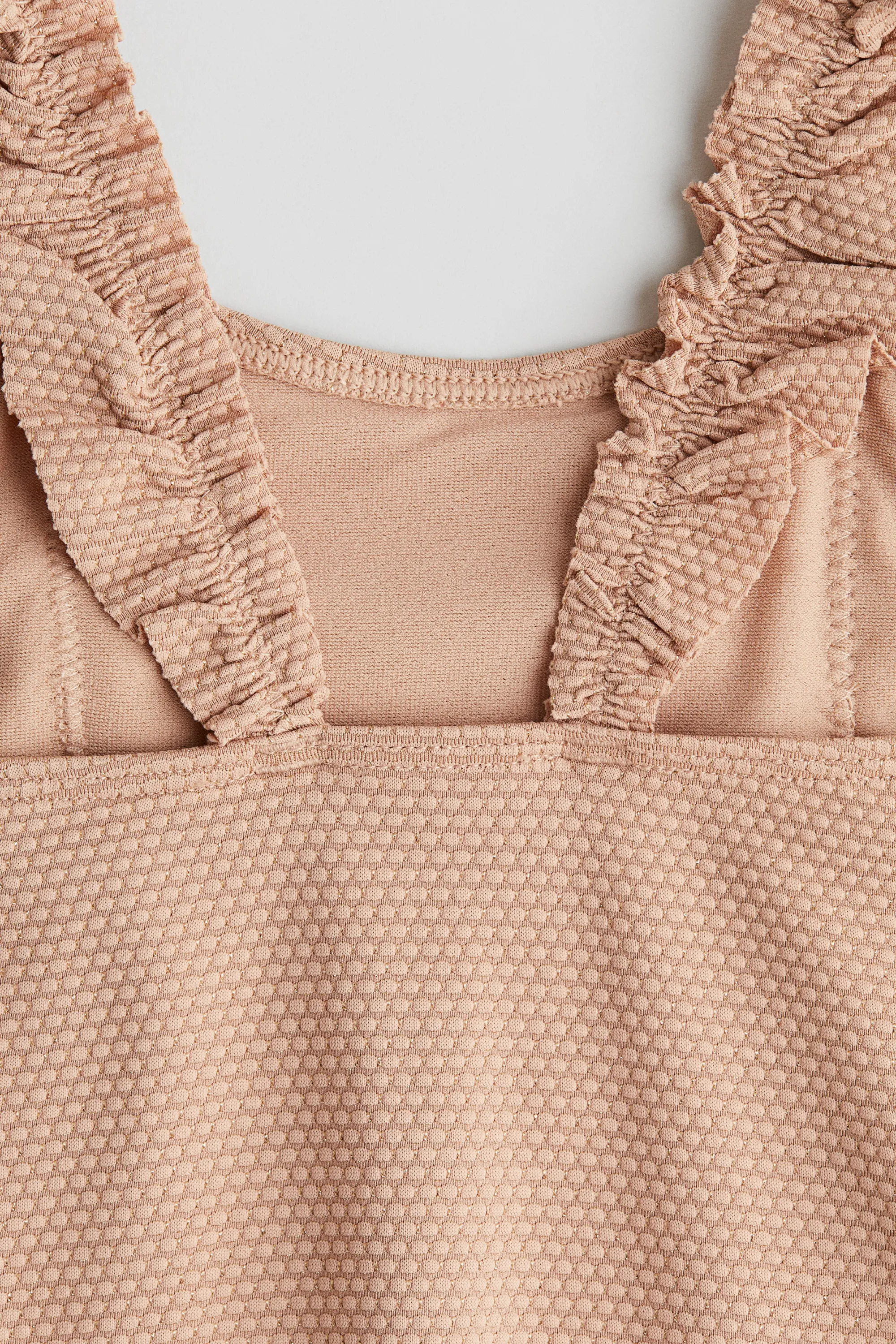 Maillot de bain texturé à bords volantés - Rose ancien