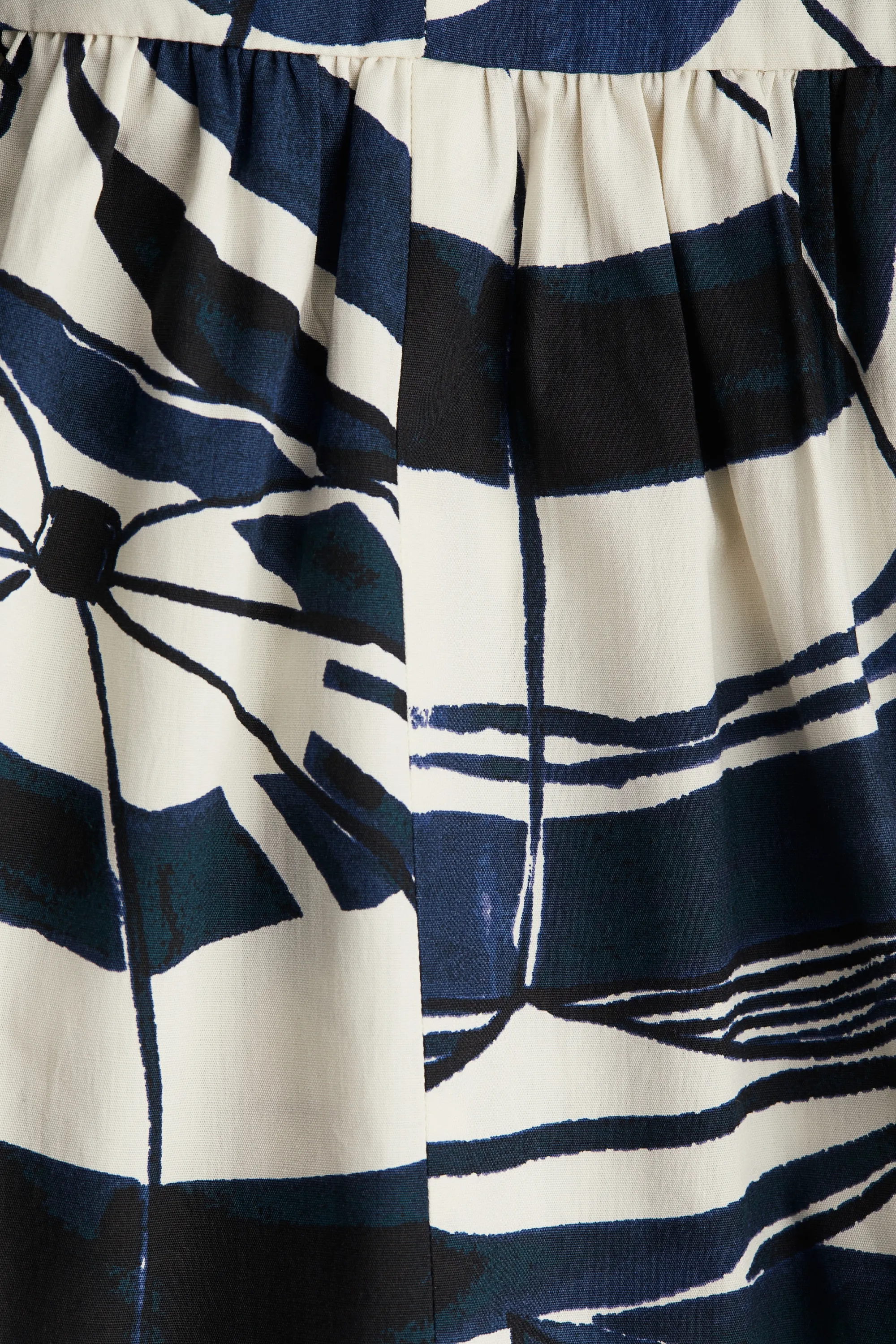 Robe chemise avec ceinture à nouer - Blanc/motif bleu marine