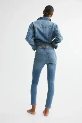 Skinny High Waist Jeans - Bleu denim — photo 3