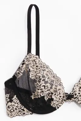 Soutien-gorge en dentelle avec armatures - Noir/crème — photo 2