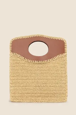 Sac Business medium raffia and leather - Mizele — photo 3