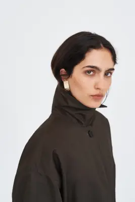 Manteau en twill avec ceinture - Taupe foncé — photo 3