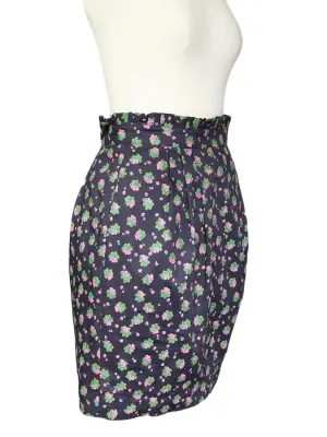 Jupe taille haute en coton imprimé fleur violet et vert Taille 36 — photo 3