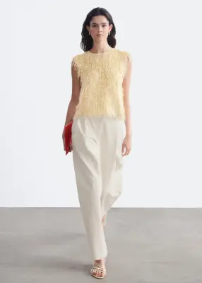 Haut à franges - Couleur crème — photo 2