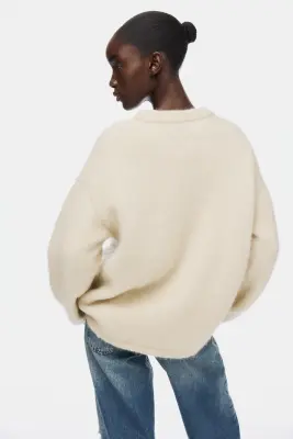 Pull oversize en mohair mélangé - Beige clair — photo 3